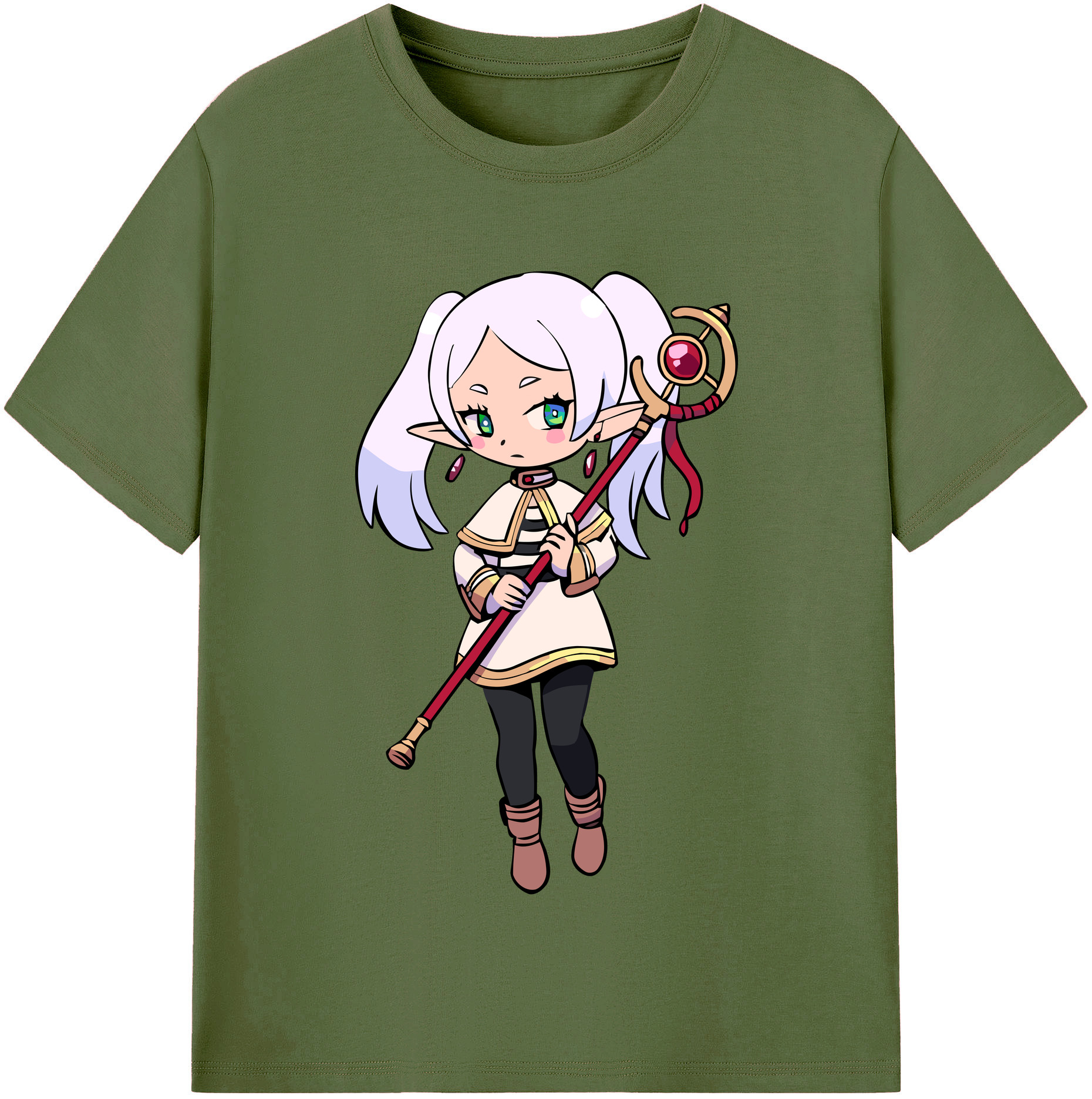 （画像用） 葬送のフリーレン Frieren 綿100％半袖Tシャツ（フロントプリント）